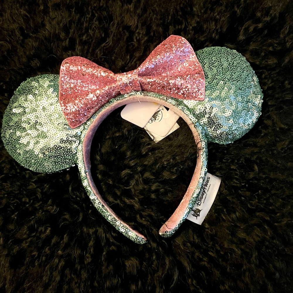2019 DISNEY Minnie Ears - Pink & Green - NWT -1